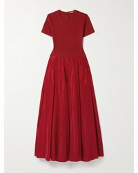 STAUD - Hopper Stretch-Jersey And Pleated Faille Maxi Dress - Lyst