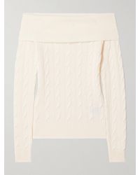 Ralph Lauren - Schulterfreier Zopfstrickpullover Aus Einer Kaschmirmischung - Lyst