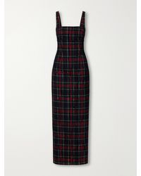 Emilia Wickstead - Micheline Checked Flocked Velvet-Trimmed Gabardine Maxi Dress - Lyst
