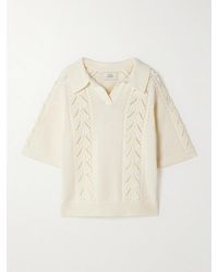 Loulou de Saison - Kina Cable And Pointelle-Knit Cotton Polo Shirt - Lyst