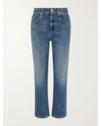 Brunello Cucinelli - Cropped Bead-Embellished Straight-Leg Jeans - Lyst
