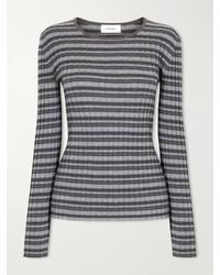 Lisa Yang - Tarika Striped Ribbed Cotton And Cashmere-Blend Sweater - Lyst
