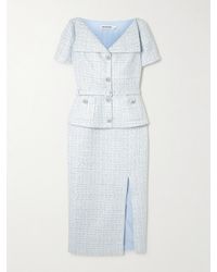 Self-Portrait - Robe Midi En Bouclé À Ornements Et À Ceinture - Lyst