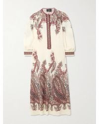 Etro - Midi-Hemdblusenkleid Aus Crêpe Mit Paisley-Print Und Picot-Besätzen - Lyst