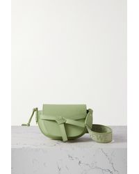 Loewe Gate Mini Canvas Jacquard-trimmed Leather Shoulder Bag - Green