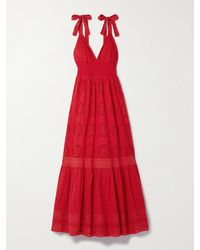 Alice + Olivia - Levine Broderie Anglaise Cotton And Linen-Blend Maxi Dress - Lyst