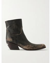Balenciaga - Memphis Distressed Leather Cowboy Boots - Lyst