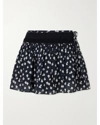 Posse - Danielle Floral-Print Lace-Trimmed Cotton-Voile Mini Skirt - Lyst