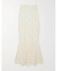 Norma Kamali - Obie Stretch Crepe-Trimmed Open-Knit Cotton-Blend Maxi Skirt - Lyst