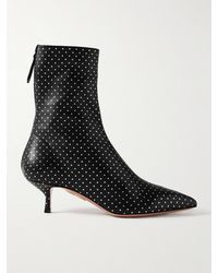 Aquazzura - Montmartre 50 Metallic Polka-Dot Leather Ankle Boots - Lyst