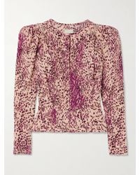 Isabel Marant - Zarga Pleated Printed Silk-Blend Blouse - Lyst