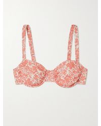 Peony - Net Sustain Holiday Ruched Floral-Print Stretch-Econyl Balconette Bikini Top - Lyst