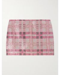 Self-Portrait - Checked Crystal And Chainmail-Embellished Faille Mini Skirt - Lyst