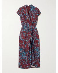 Dries Van Noten - Wrap-Effect Floral-Print Satin Midi Dress - Lyst
