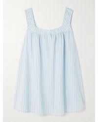 Deiji Studios - Yoke Striped Cotton-Poplin Mini Dress - Lyst