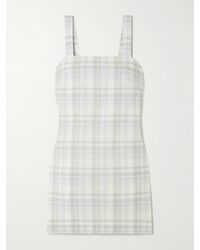 Theory - Checked Cotton And Linen-Blend Mini Dress - Lyst