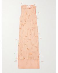 Jil Sander - Feather-Embellished Layered Knitted-Silk Midi Dress - Lyst