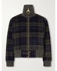 Barbour - Ivybridge Checked Leather-Trimmed Wool-Blend Brushed Jacket - Lyst