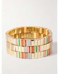 Roxanne Assoulin - The Happy Stack Set Of Three-Tone And Enamel Bracelets - Lyst