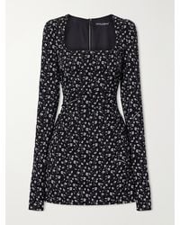 Dolce & Gabbana - Floral-Print Ruched Silk-Blend Charmeuse Mini Dress - Lyst