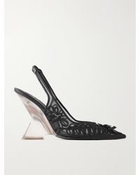 The Attico - Cheope 105 Bow-Embellished Embroidered Tulle Wedge Slingback Pumps - Lyst