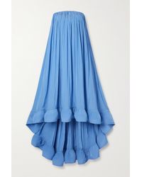 Lanvin Strapless Ruffled Chiffon Gown - Blue