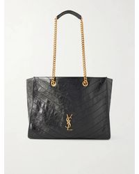 Saint Laurent - Niki Small Crinkled-Leather Tote - Lyst