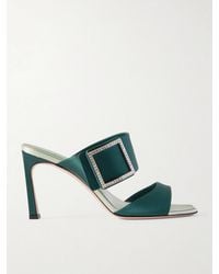 Roger Vivier - Trompette 85 Crystal-Embellished Satin Mules - Lyst