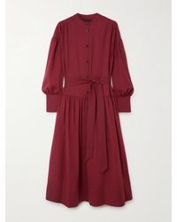 JOSEPH - Emma Belted Wool-Blend Crepe Midi Dress - Lyst