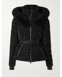 Mackage - Elita Hooded Belted Shearling-Trimmed Flocked Down Ski Jacket - Lyst