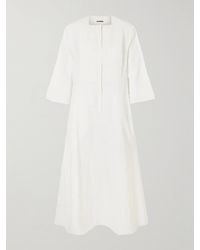 Jil Sander - Pleated Linen Maxi Dress - Lyst