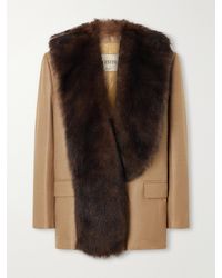 Valentino Garavani - Shearling-Trimmed Grain De Poudre Wool And Silk-Blend Jacket - Lyst