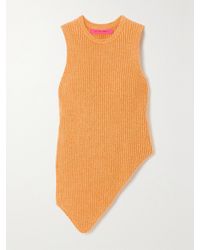 The Elder Statesman - Asymmetric Ribbed Organic Cotton And Cashmere-Blend Tank - Lyst