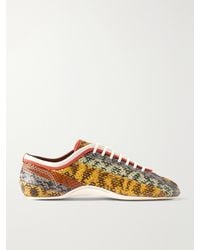 Dries Van Noten - Striped Snake-Effect Leather Sneakers - Lyst