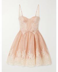 Zimmermann - Valiant Lace-Trimmed Linen And Silk-Blend Mini Dress - Lyst