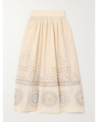 Emporio Sirenuse - Suri Amalfi Broderie Anglaise Cotton Midi Skirt - Lyst