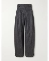 Chloé - Plated Flannel Wool And Cashmere-Blend Barrel-Leg Pants - Lyst