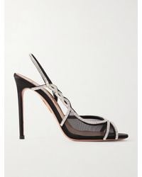Aquazzura - 105 Crystal-Embellished Mesh Slingback Sandals - Lyst