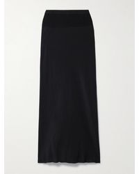 Rick Owens - Ribbed Knit-Paneled Crepe De Chine Midi Skirt - Lyst