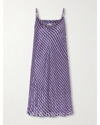 Dries Van Noten - Draped Striped Satin And Chiffon Midi Dress - Lyst