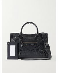 Balenciaga - Le City Small Embellished Crinkled-Leather Shoulder Bag - Lyst