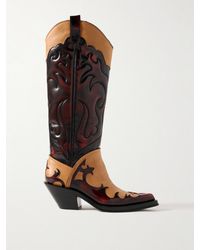 Gabriela Hearst - Capitana Two-Tone Glossed And Smooth-Leather Knee Boots - Lyst