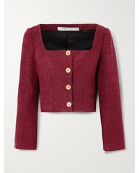 Alessandra Rich - Cropped Sequin-Embellished Tweed Jacket - Lyst