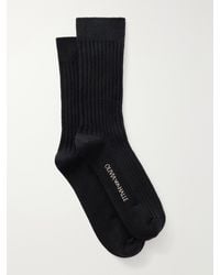 Olivia Von Halle - Spencer Ribbed Silk And Cashmere-Blend Socks - Lyst