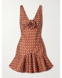 Rodarte - Floral-Embellished Polka-Dot Silk-Twill Midi Dress - Lyst