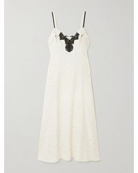 Maison Mayle - Tati Crocheted Lace-Trimmed Silk-Jacquard Midi Dress - Lyst
