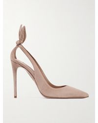 Aquazzura - Bow Tie 105 Suede Pumps - Lyst