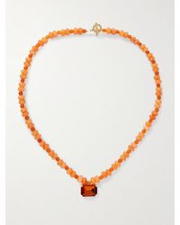 Jennifer Behr - Collier En Plaqué Or, Cornalines Et Cristal Salerno - Lyst