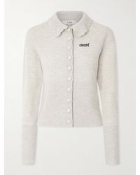Chloé - Crochet-Trimmed Logo-Detailed Wool Cardigan - Lyst