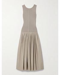 Proenza Schouler - Gene Pointelle-Knit Silk And Cotton-Blend And Pleated Cotton-Poplin Midi Dress - Lyst